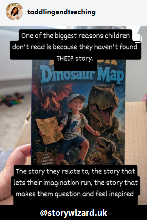 Instagram post by toddlingandteaching about her son's book